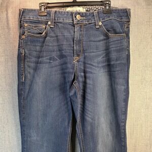 Ariat REAL Denim Jeans Women's 34R Blue Perfect Rise Bootcut Western Embroidered
